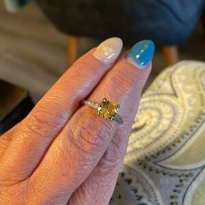 Size 7•Lab Created Yellow Topaz•Bomb Party• Rhodium Plated